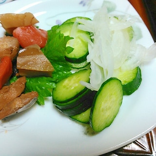 筍&人参煮と新鮮野菜のサラダ